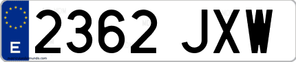 Ejemplo de matrícula de coche ordinaria 2362 JXW