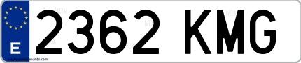 Ejemplo de matrícula española 2362 KMG