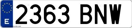 Ejemplo de matrícula española 2363 BNW
