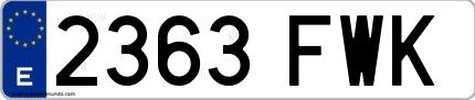 Ejemplo de matrícula española 2363 FWK