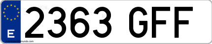 Ejemplo de matrícula de coche ordinaria 2363 GFF