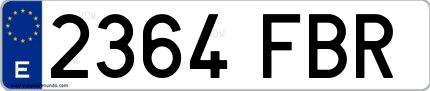 Ejemplo de matrícula española 2364 FBR