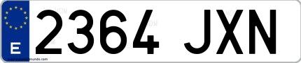 Ejemplo de matrícula española 2364 JXN