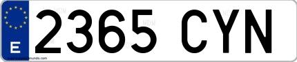 Ejemplo de matrícula española 2365 CYN