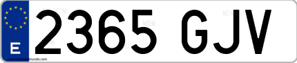 Ejemplo de matrícula de coche ordinaria 2365 GJV