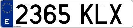 Ejemplo de matrícula española 2365 KLX