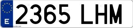 Ejemplo de matrícula española 2365 LHM