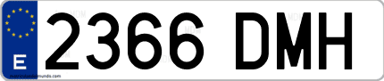 Ejemplo de matrícula de coche ordinaria 2366 DMH