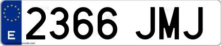 Ejemplo de matrícula española 2366 JMJ