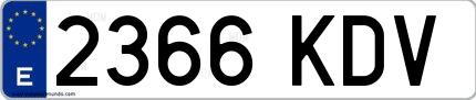 Ejemplo de matrícula española 2366 KDV