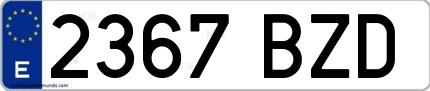 Ejemplo de matrícula española 2367 BZD
