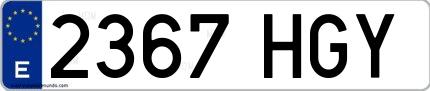 Ejemplo de matrícula española 2367 HGY