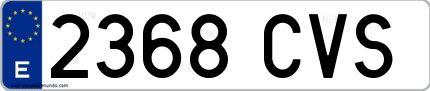 Ejemplo de matrícula española 2368 CVS