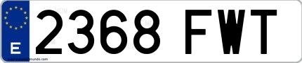 Ejemplo de matrícula española 2368 FWT