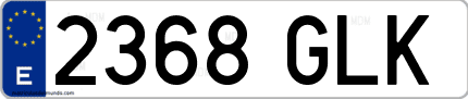 Ejemplo de matrícula de coche ordinaria 2368 GLK