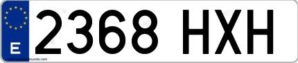 Ejemplo de matrícula española 2368 HXH