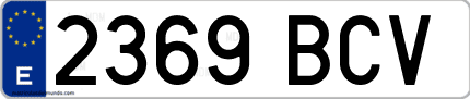 Ejemplo de matrícula de coche ordinaria 2369 BCV