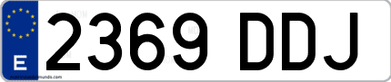 Ejemplo de matrícula de coche ordinaria 2369 DDJ