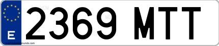 Ejemplo de matrícula española 2369 MTT
