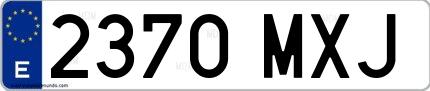 Ejemplo de matrícula española 2370 MXJ