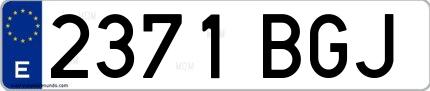 Ejemplo de matrícula española 2371 BGJ