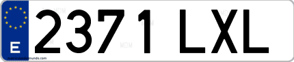 Ejemplo de matrícula de coche ordinaria 2371 LXL