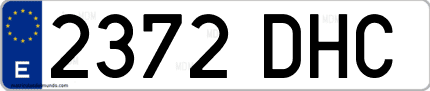 Ejemplo de matrícula de coche ordinaria 2372 DHC