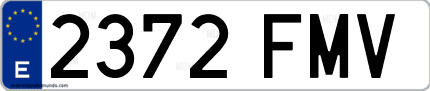 Ejemplo de matrícula de coche ordinaria 2372 FMV