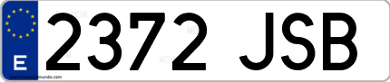 Ejemplo de matrícula de coche ordinaria 2372 JSB
