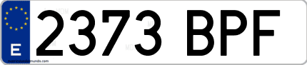 Ejemplo de matrícula de coche ordinaria 2373 BPF