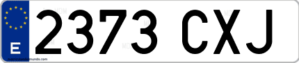 Ejemplo de matrícula de coche ordinaria 2373 CXJ