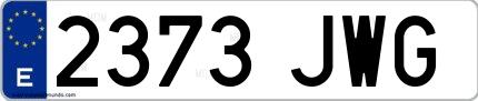 Ejemplo de matrícula española 2373 JWG