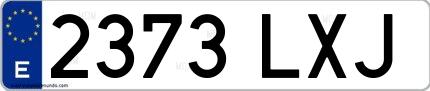 Ejemplo de matrícula española 2373 LXJ