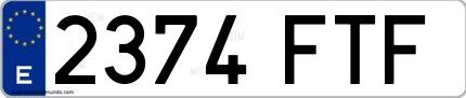 Ejemplo de matrícula española 2374 FTF