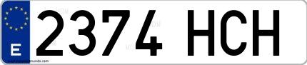 Ejemplo de matrícula española 2374 HCH