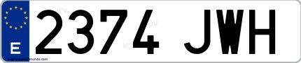 Ejemplo de matrícula española 2374 JWH