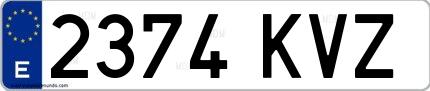 Ejemplo de matrícula española 2374 KVZ