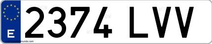 Ejemplo de matrícula española 2374 LVV