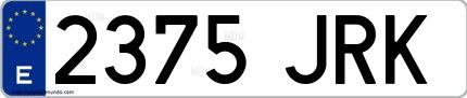 Ejemplo de matrícula española 2375 JRK