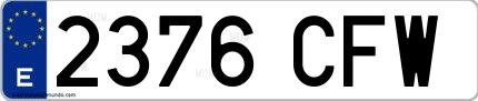Ejemplo de matrícula española 2376 CFW
