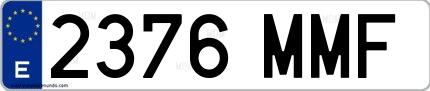 Ejemplo de matrícula española 2376 MMF