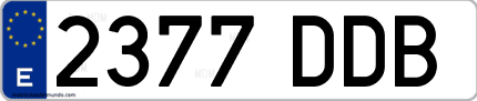 Ejemplo de matrícula de coche ordinaria 2377 DDB