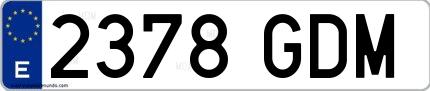 Ejemplo de matrícula española 2378 GDM