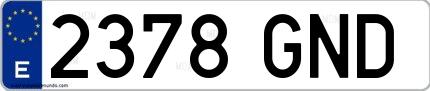 Ejemplo de matrícula española 2378 GND