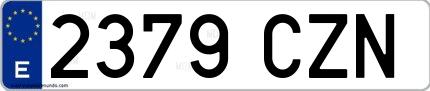 Ejemplo de matrícula española 2379 CZN