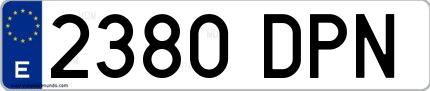 Ejemplo de matrícula española 2380 DPN