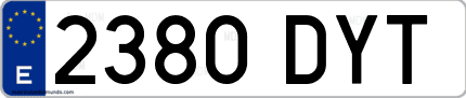 Ejemplo de matrícula de coche ordinaria 2380 DYT