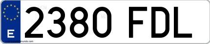 Ejemplo de matrícula española 2380 FDL