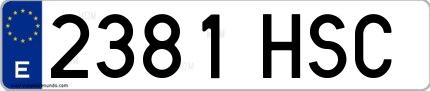Ejemplo de matrícula española 2381 HSC