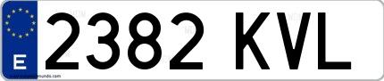 Ejemplo de matrícula española 2382 KVL